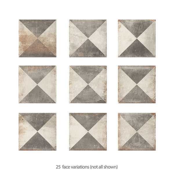Merola Tile D’Anticatto Decor Triangoli Porcelain Floor and Wall Tile 8.75 inch x 8.75 inch x 0.38 inch – 11.25 sq. ft./Case, Matte Textured Rustic Finish
