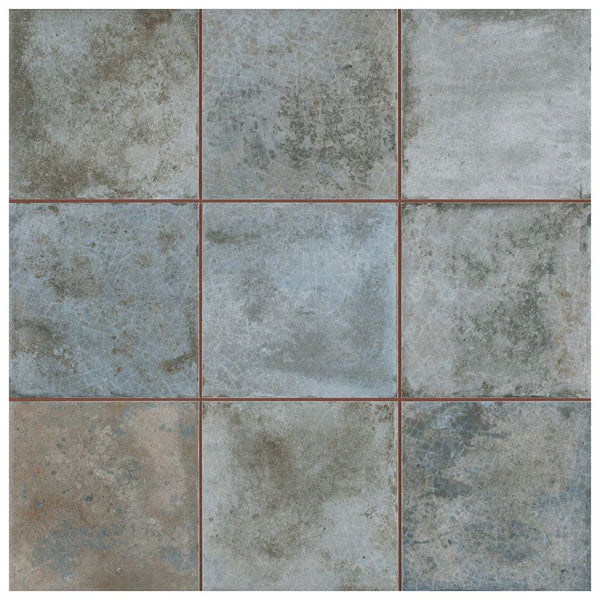 Merola Tile SAMPLE Kings Etna Encaustic Blue 13-1/8 inch x 13-1/8 inch Ceramic Floor and Wall Tile
