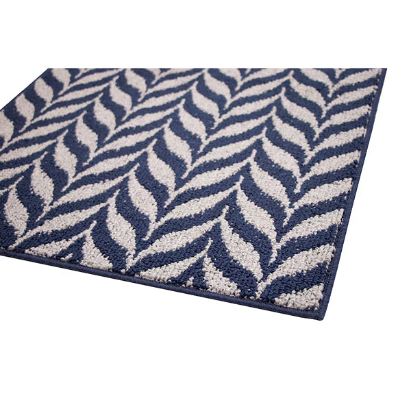 StyleWell Carleton 3 ft. x 6 ft. Polypropylene Loop Yarn Blue/Grey Doormat with Non-Slip Backing – Indoor Runner Mat