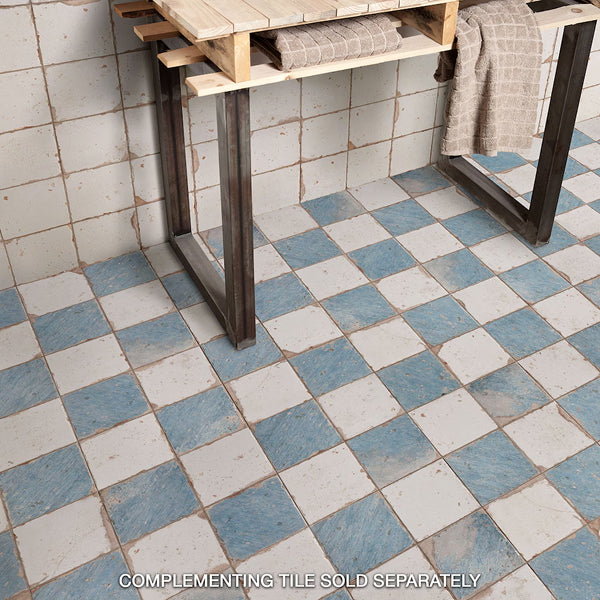 Merola Tile Artisan Damero Azul 13 inch x 13 inch Ceramic Floor and Wall Tile – 12.2 sq ft per Case, Vintage Spanish Style Stone Look Matte Finish