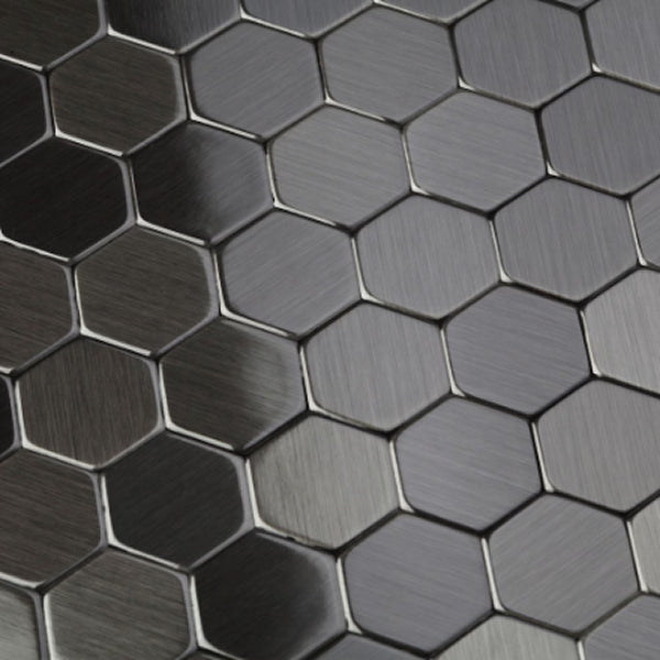 SpeedTiles HexagoniaSB Black Stainless Steel 11.89 in. x 11.46 in. x 5 mm Metal Peel & Stick Tile