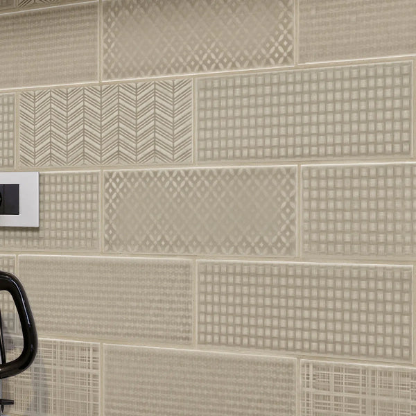 Metrola 3D Mix 4 in. x 12 in. Glossy Ceramic Subway Wall Tile