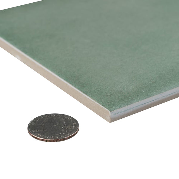 Merola Matter Green Porcelain Tile 0.31 inch Thick 6 inch x 6 inch 6.5 sq. ft./case Textured Mixed Finish
