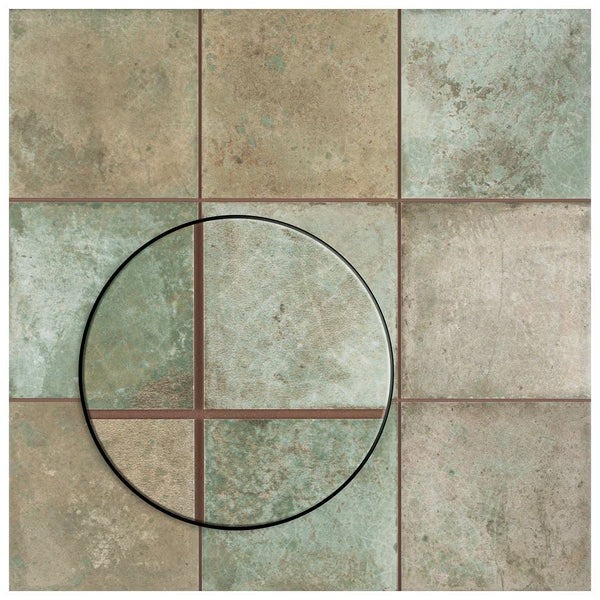 Merola Tile Kings Etna Encaustic 13.13 inch x 13.13 inch Sage Ceramic Floor and Wall Tile 12.29 sq ft/case – Vintage Pattern Matte Finish