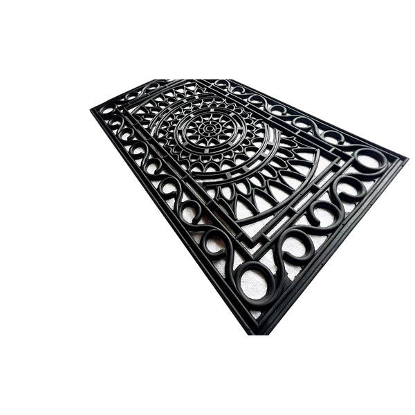 Home Decor Inc. 18 inch x 30 inch Black Iron-II Wrought Rubber Outdoor Doormat – Non-Slip Recycled Rubber Entrance Mat