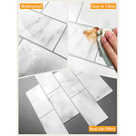 Charger l'image dans la visionneuse de galerie, Mureno Dimensions White Marble Subway Peel and Stick Rigid Vinyl Tiles 4 Pack