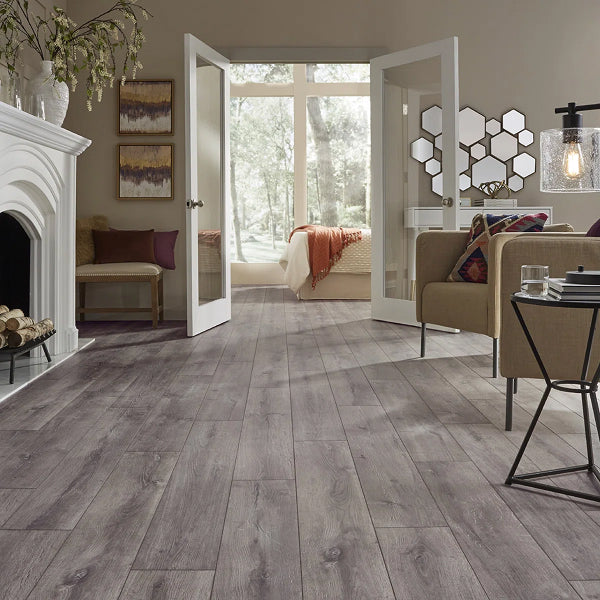 Restoration Collection® Oak Laminate Flooring – 8" x 51" x 12mm, Waterproof, Embossed in Register (21.22 sq.ft./Carton)