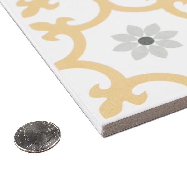 Merola Tile Daria Dandelion 9.75 inch x 9.75 inch Porcelain Floor & Wall Tile – 10.88 Sq. Ft./Case – Satin Finish