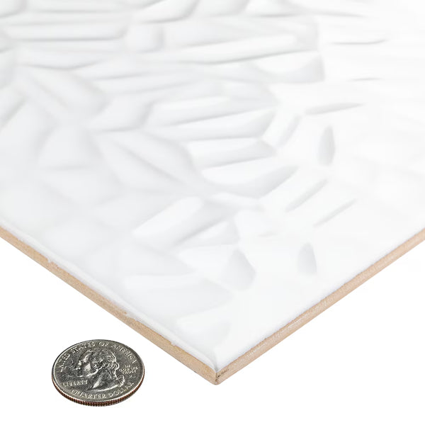 Merola Tile More Petal Glossy Ceramic Wall Tile 0.38 inch Thick 9.88 inch Wide 10.9 sq. ft. per Case – Glossy 3D Textured Finish