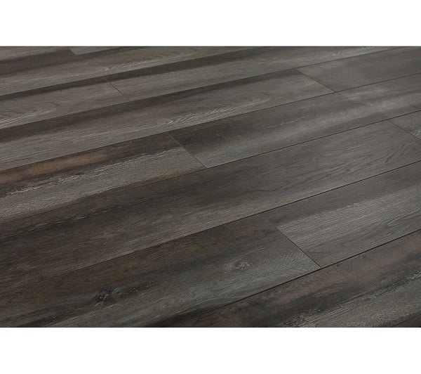 Abdiel 12mm Dark Oak Wood Look Laminate Flooring – 8" W x 48" L (20.5 sq.ft./case)