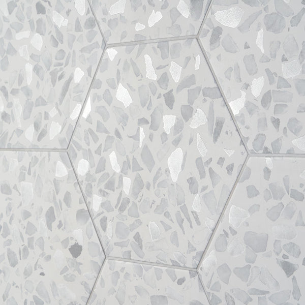 Ivy Hill Tile Fusion Hex Gray Terrazzo 9 inch x 10.5 inch Matte Porcelain Floor and Wall Tile 8.07 sq ft per Case Hexagon