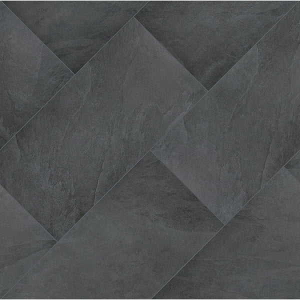 MSI Stellar Ebony Porcelain Tile 0.39 inch Thick 24 inch x 48 inch 16 sq. ft./case Matte Stone Look