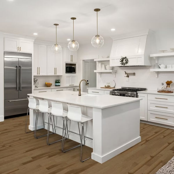 Solid maple Papyrus flooring with matte finish and natural wood character