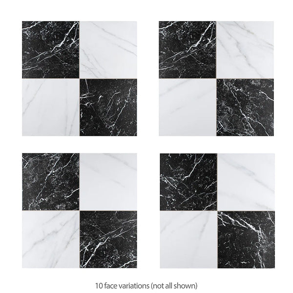 Merola Tile Ruzzini 17.88 inch x 17.88 inch Porcelain Floor and Wall Tile 13.5 sq ft per Case Marble Look Checkboard