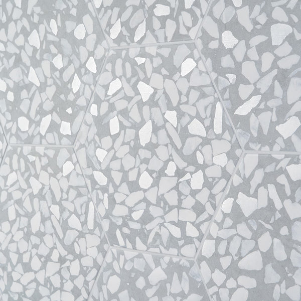 Ivy Hill Tile Fusion Hex Slate Terrazzo 9 inch x 10.5 inch Matte Porcelain Floor and Wall Tile 8.07 sq ft per Case Hexagon
