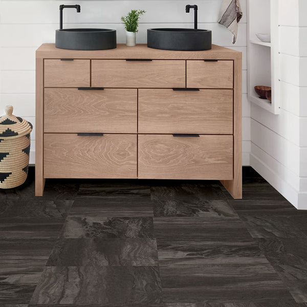 FloorPops Raven Peel & Stick Floor Tiles Set of 20