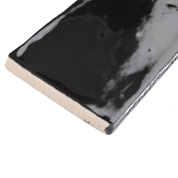 Merola Tile Chester Nero 3 inch x 6 inch Ceramic Wall Tile – 5.72 sq. ft. per Case, Glossy Smooth Finish