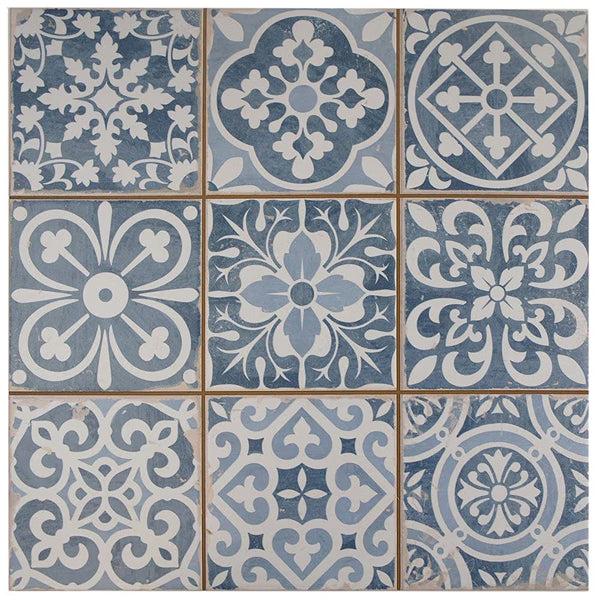 Merola Tile Sample Faenza Azul 6 inch x 6 inch Ceramic Floor and Wall Tile