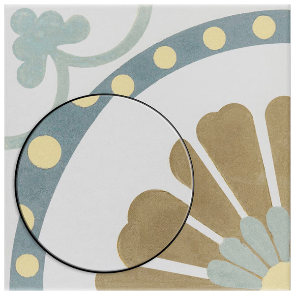 Merola Tile Revival Ring 7-3/4 inch x 7-3/4 inch Ceramic Floor and Wall Tile – 0.25 inch Thick, 10.75 sq ft per Case, Glazed Textured Finish, Heavy Traffic PEI 4 Square Tile