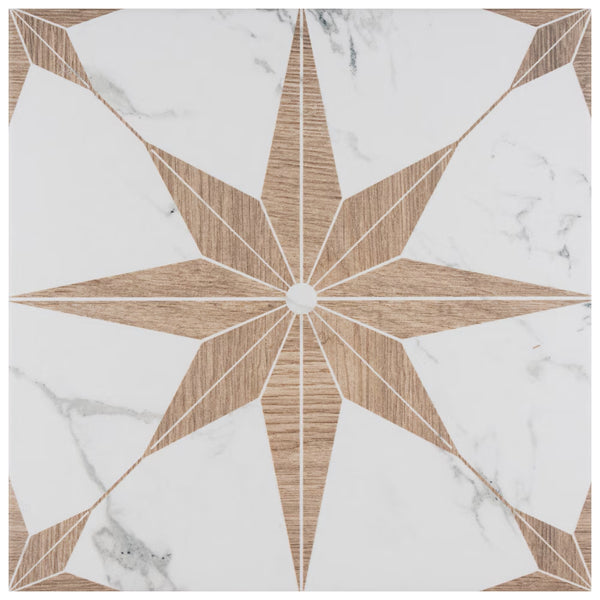 Merola Tile Llama Stella Loire Noce Porcelain Tile 0.38 inch Thick x 9.75 inch Wide – 10.88 sq. ft. Coverage – Textured Mixed Finish