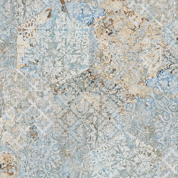 Merola Carpet Hex Tapestry Natural Porcelain Tile 9.88 inch x 11.25 inch 10.03 sq. ft./case Matte Textured Hexagon Vintage Finish