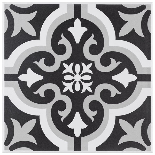 Merola Tile Harmonia Kings Marrakech Blue Ceramic Floor and Wall Tile 13 inch Width 13 inch Length 12.19 sq ft/case Patterned Matte Finish