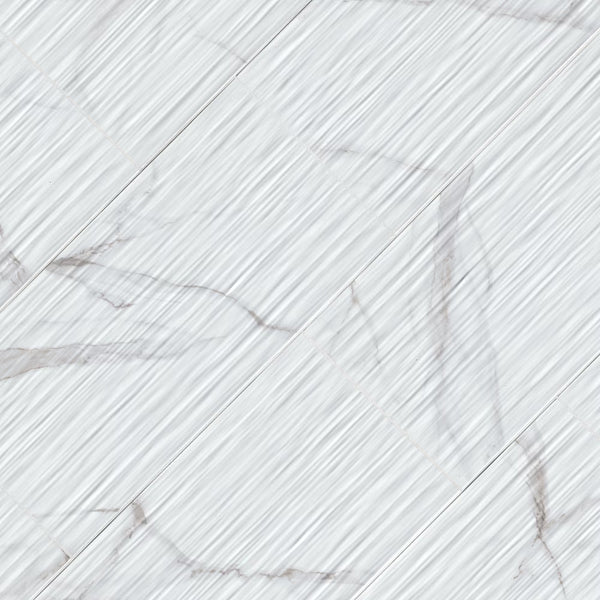 MSI Stone ULC Statuary Stripe White 12 inch x 24 inch Glossy Ceramic Patterned Look Wall Tile 16 sq ft/case – High Gloss Finish