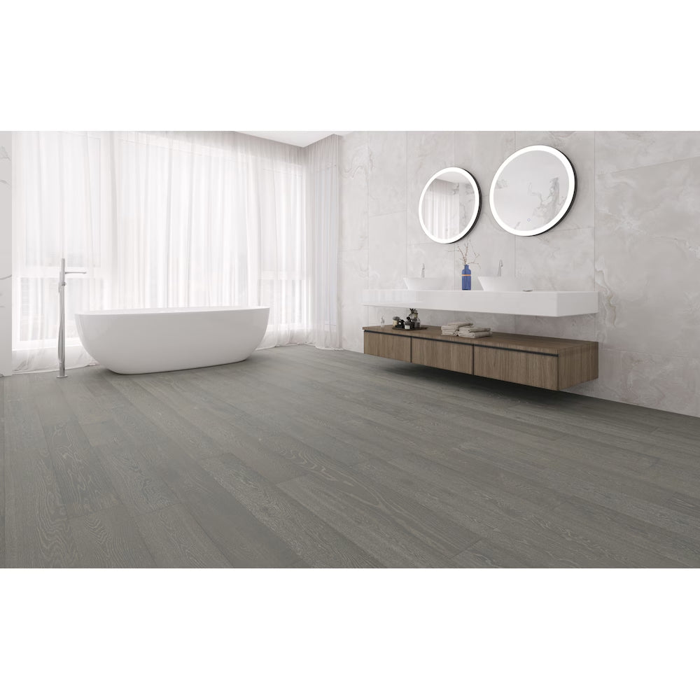 LIFEPROOF Brooklyn 7mm x 6.5-inch Waterproof Engineered Oak Flooring (21.80 sq.ft./case, Grey, Wirebrushed, Click Lock)