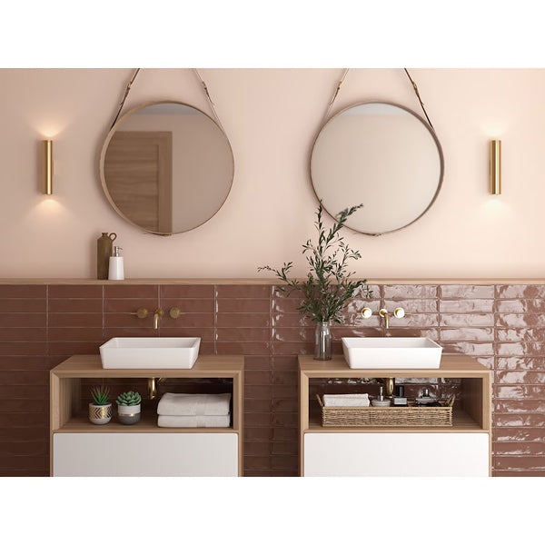 Modamo Santa Clara Glossy Brown 3 inch x 12 inch Ceramic Wall Tile 6 sq ft/case – Subway Style Glossy Finish