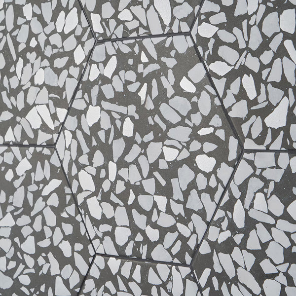 Ivy Hill Tile Fusion Hex Black Terrazzo 9 inch x 10.5 inch Matte Porcelain Floor and Wall Tile 8.07 sq ft per Case Hexagon