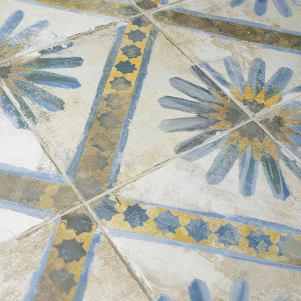 Merola Tile Kings Marrakech Blue 17-5/8 inch x 17-5/8 inch Matte Textured Ceramic Floor and Wall Tile – 10.95 sq. ft. per Case