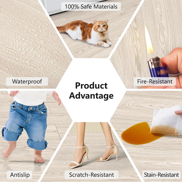 Art3d 48''x7.2'' Interlocking Luxury Vinyl Flooring Tile, SPC Rigid Core Wood-Look Floor Plank, Set of 10