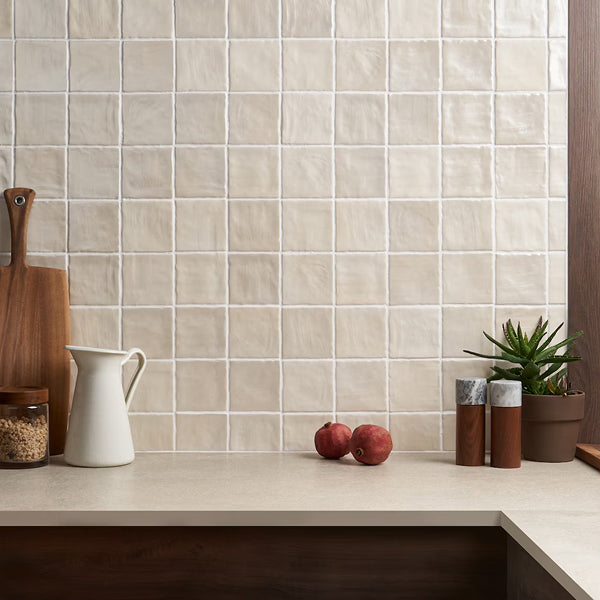 Ivy Hill Amagansett Cream Mixed Finish Ceramic Wall Tile 4 inch x 4 inch 0.35 inch Thick 5.38 sq ft/case