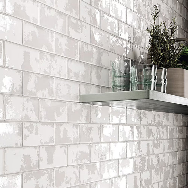 Merola Tile Biarritz White 3 inch x 6 inch Ceramic Wall Tile – 5.72 Sq. Ft. Coverage per Case