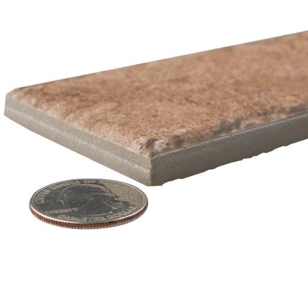 Merola Tile Brooklin Brick Cotto Porcelain Tile 0.39 inch Thick 2.38 inch x 9.75 inch 5.78 sq. ft./Case Matte Brick Look Floor and Wall Tile