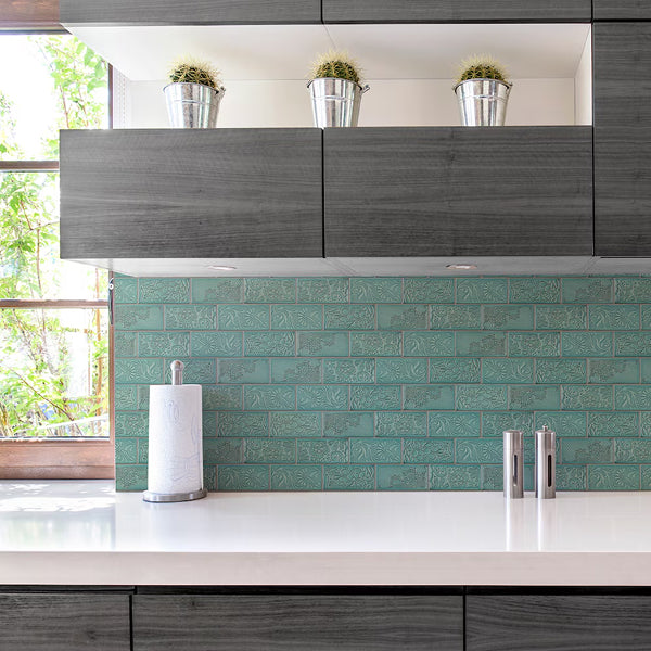 Merola Tile Antic Feelings Lava Verde 3 inch x 6 inch Ceramic Wall Tile – 4 sq.ft./case Glossy Patterned Finish
