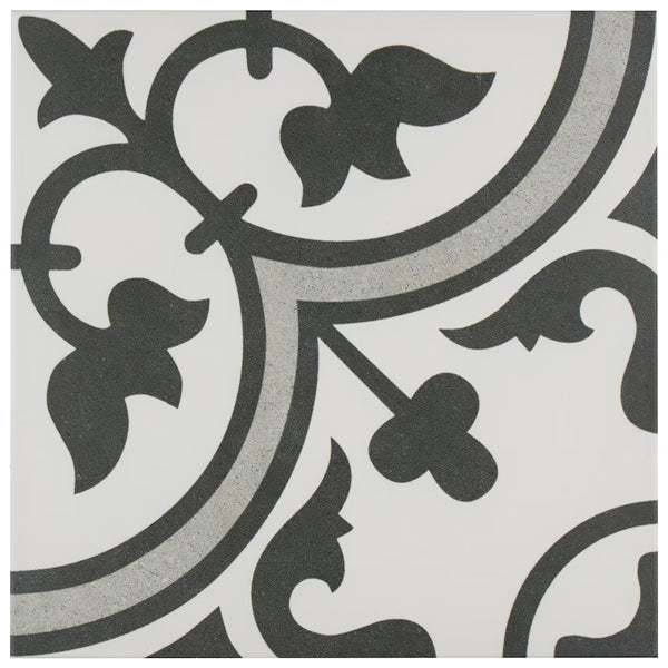 Merola Tile Arte Grey Porcelain Floor & Wall Tile 0.4 inch Thick x 9.75 inch Wide Grey Square – 10.88 sq. ft./Case, Glazed Satin Finish
