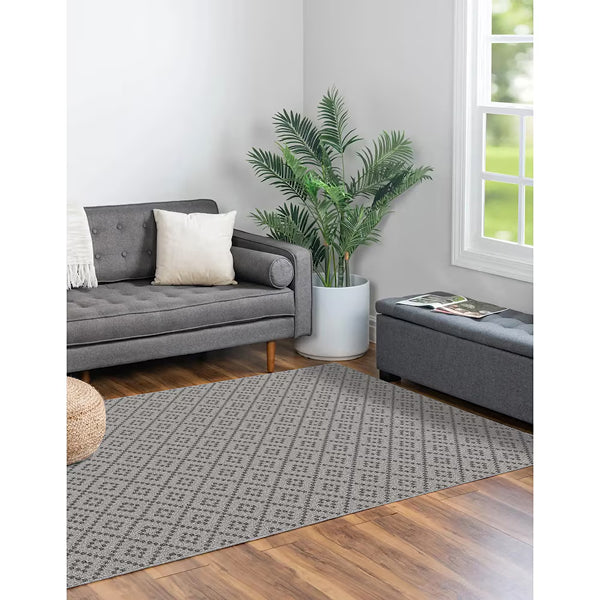 StyleWell Harlow 3 ft x 6 ft Polypropylene Loop Yarn with Non-Slip Backing Grey Doormat
