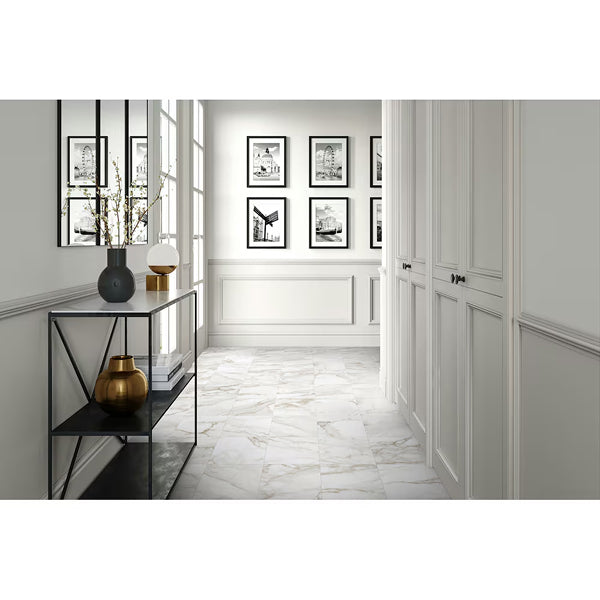 Anatolia Calacatta Crescente Matte Ceramic Floor and Wall Tile 12 inch x 12 inch 0.31 inch Thick 13.56 sq ft/case