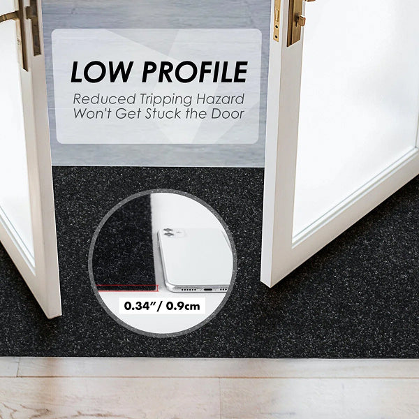 Runner Rug For Hallway Or Kitchen With Rubber Backing, Black