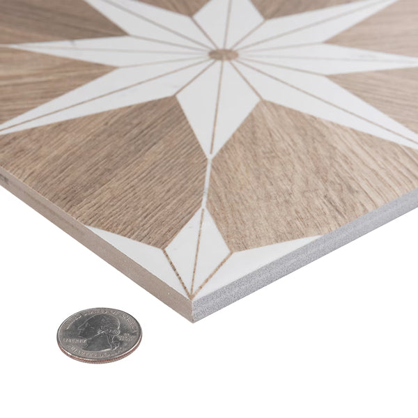 Merola Tile Llama Stella Loire Verso Noce Porcelain Tile 9.75 inch x 9.75 inch – 10.88 sq. ft. per Case Mixed Texture Wood Look Finish