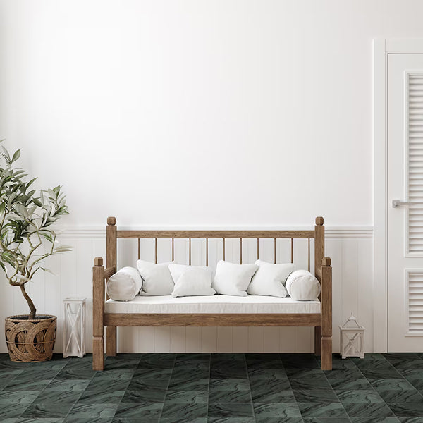 Merola Tile Renaissance Emerald Porcelain Tile 0.35 inch Thick 7.88 inch x 7.88 inch 6.3 sq. ft./Case Matte Marble Look Floor and Wall Tile