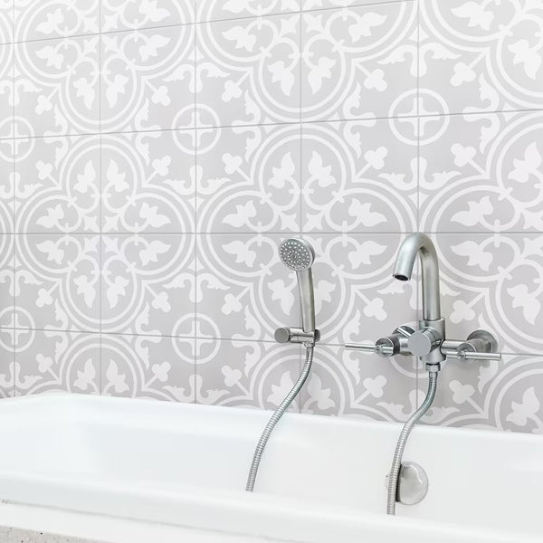 Merola Tile Arte Soft Grey Porcelain Tile 0.4 inch Thick 9.75 inch x 9.75 inch 10.88 sq. ft./Case Satin Finish Square Tile