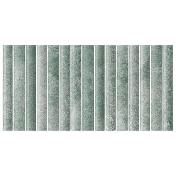 Merola Tile Rubik Aloe Ceramic Wall Tile 5.88 inch x 11.75 inch – 10.78 sq.ft./case Glossy Fluted Blue