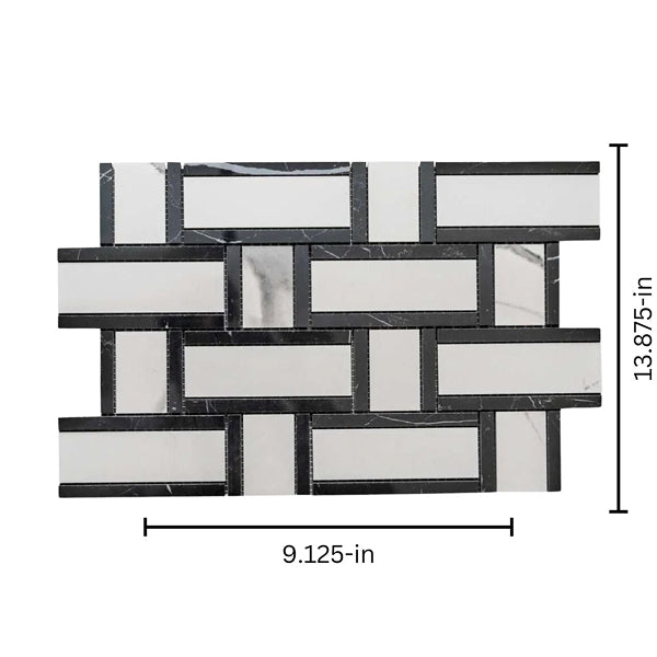 Stately Tre Basketweave 9.5" x 14" Porcelain Marble Look Wall & Floor Tile