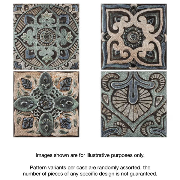 Merola Tile Mandala Decor Mix Ceramic Wall Tile Sample 7.88 inch Width 7.88 inch Length Textured Pattern Finish