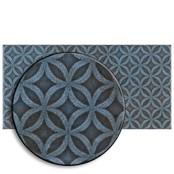 Merola Tile Camden Decor Azurro 4 inch x 8 inch Ceramic Wall Tile 0.29 inch Thick 11.5 sq ft/case Glossy Undulated Finish