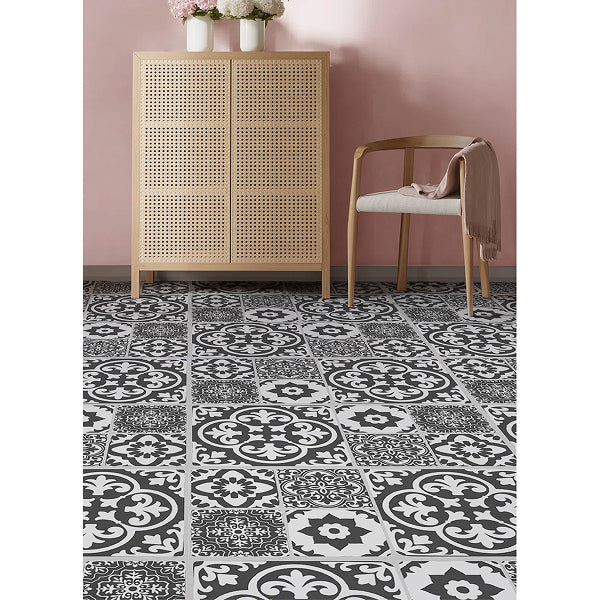 Valencia Charcoal Peel and Stick Floor Tiles