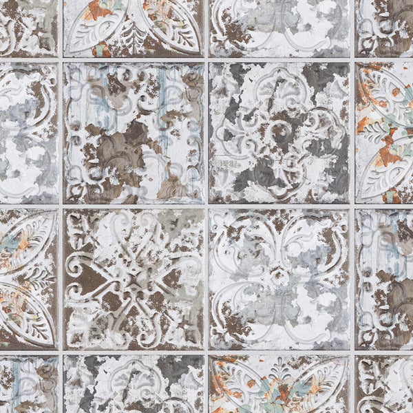 Merola Tile Aevum Dark Ornato 7.88 inch x 7.88 inch Ceramic Wall Tile – 9.63 sq ft per Case, Textured Decorative Marble Look Wall Tile