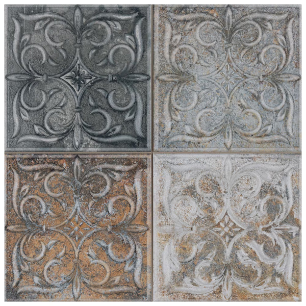 Merola Tile Antigua Lis Mix Porcelain Wall Tile 0.38 inch Thick x 13 inch Wide – 10.76 sq. ft. Coverage – Glazed Mixed Finish